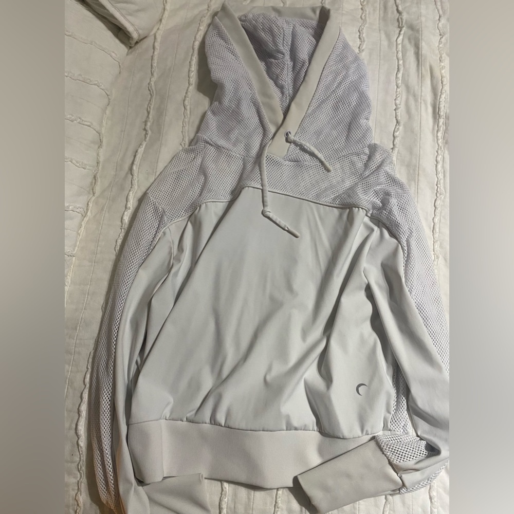 White mesh winner hoodie
